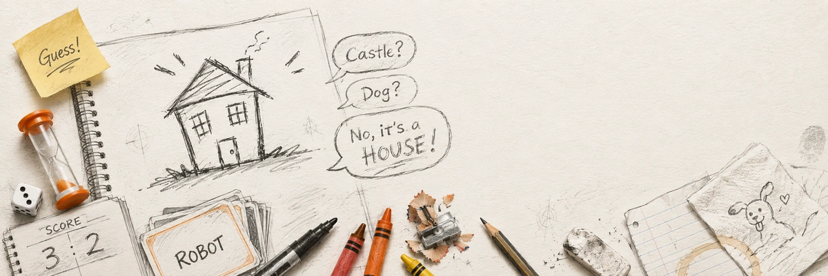 Pictionary hand-drawn style blog header illustration